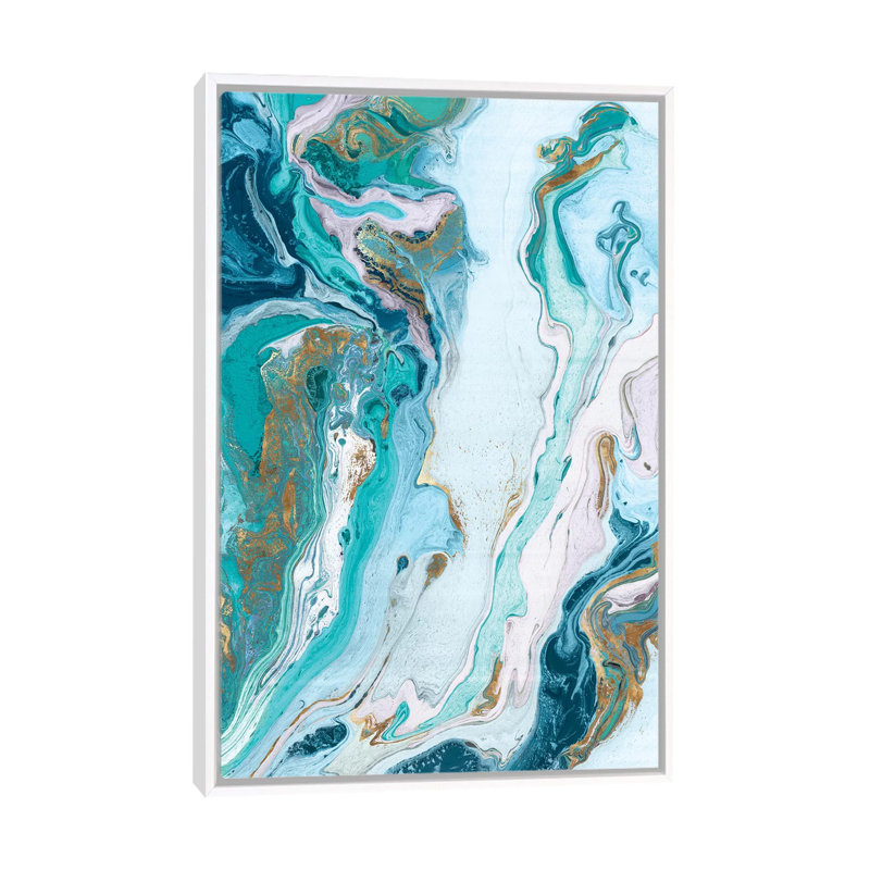 « Marble Petroleum II » par Eva watts-impression d’art graphique, H 48 po x l 32 po x P 1,5 po, Toile blanche encadrée