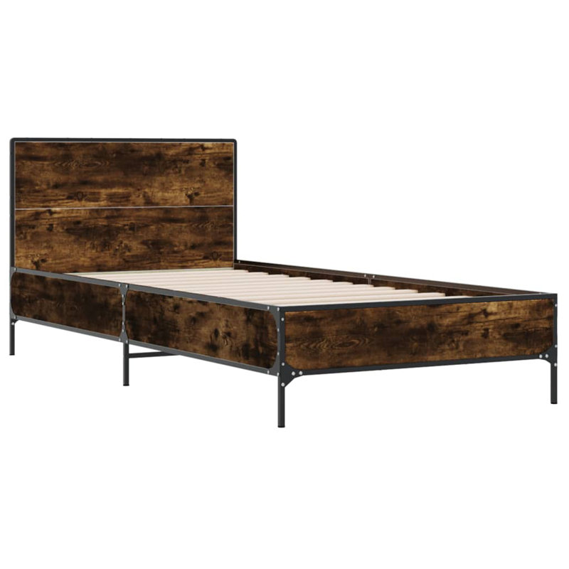 Paza Bed, European Single (90 x 200cm), Smoked Oak
