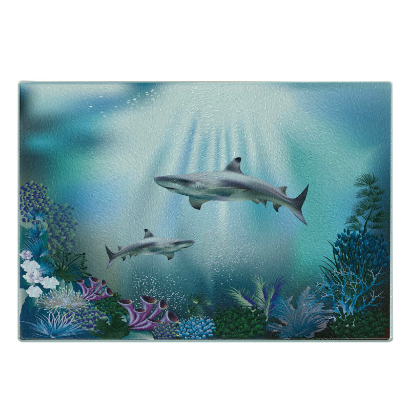 Multicolore planche à découper en verre trempé sous l'eau Ambesonne