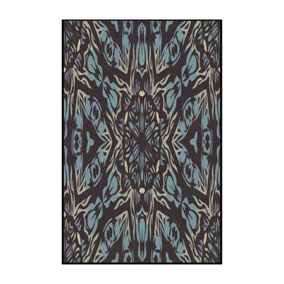 Tapis brun / bleu Ikat