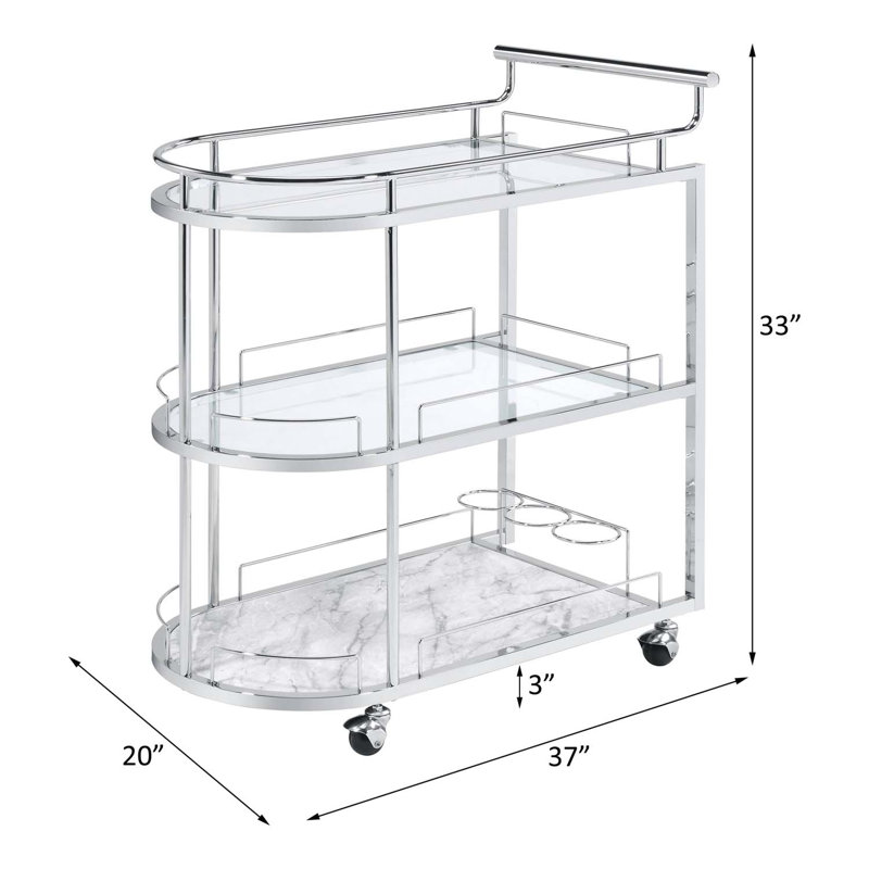 Chariot-bar Martavious en transparent et chrome