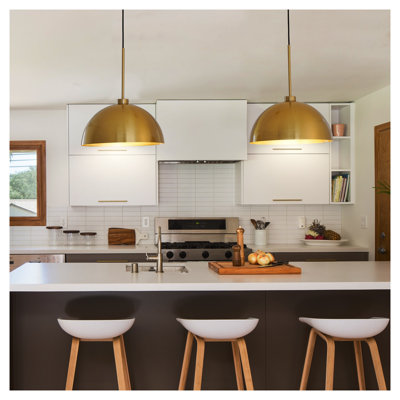 Modern Coppery Double Pendant Light - Adjustable Industrial Dome Ceiling Lamp for Kitchen Island, Dining Room & Living Room Decor
