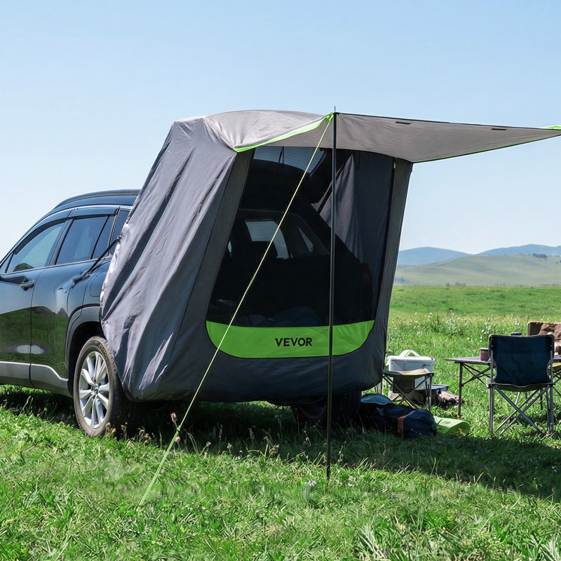 SUV Tent with Shade Awning, All-Season SUV Tailgate Tent, PU2000mm Waterproof Car Rear Hatch Camping Tents, Portable Sun Shade Tailgate Shelter with Carrying Bag for Outdoor Hiking