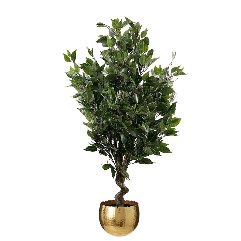 Annistyn 110 cm H Faux Ficus Tree Plant, Gold