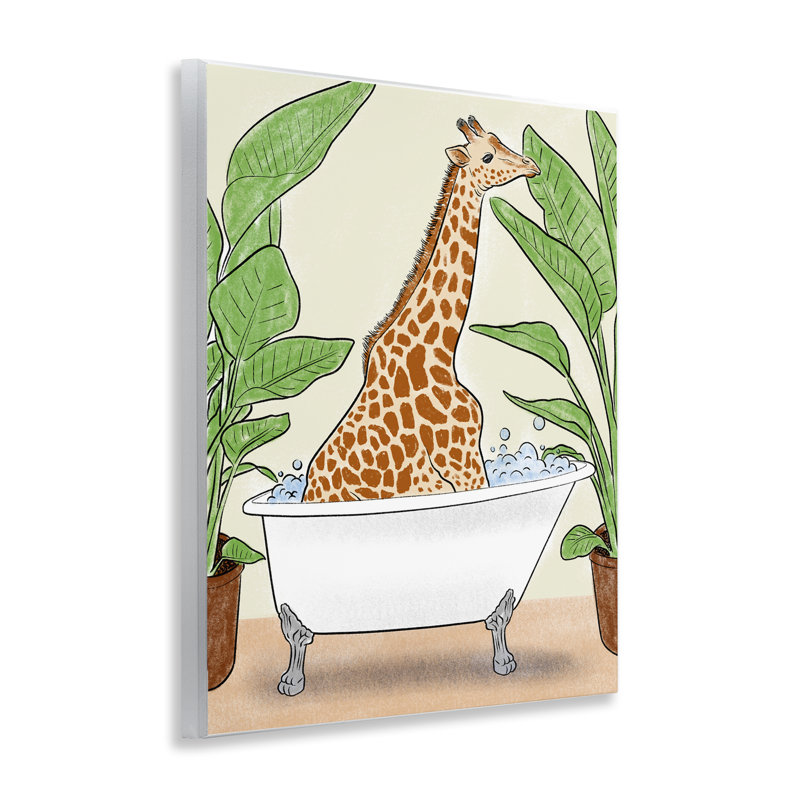 «Bathing Giraffe & Plants», plaque murale par Marcus Prime