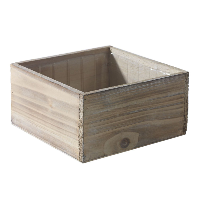 Boîte à fleurs en bois , Blanc, H 3,5 po x l 7 po x P 7 po
