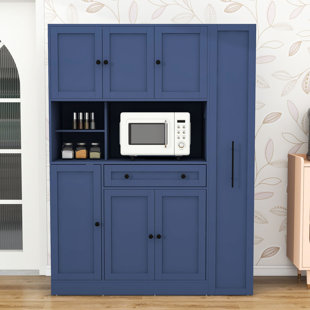 Armoire de rangement extra-profonde avec huche, tablettes latérales coulissantes et tablettes réglables