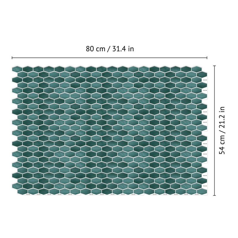 Carrelage mosaïque auto-adhésif en aluminium 34 po x 110 po, Vert