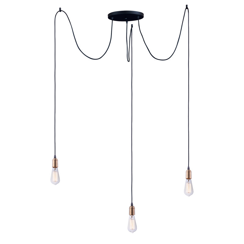 Nichol 3 - Light Black/Antique Brass Cluster Pendant