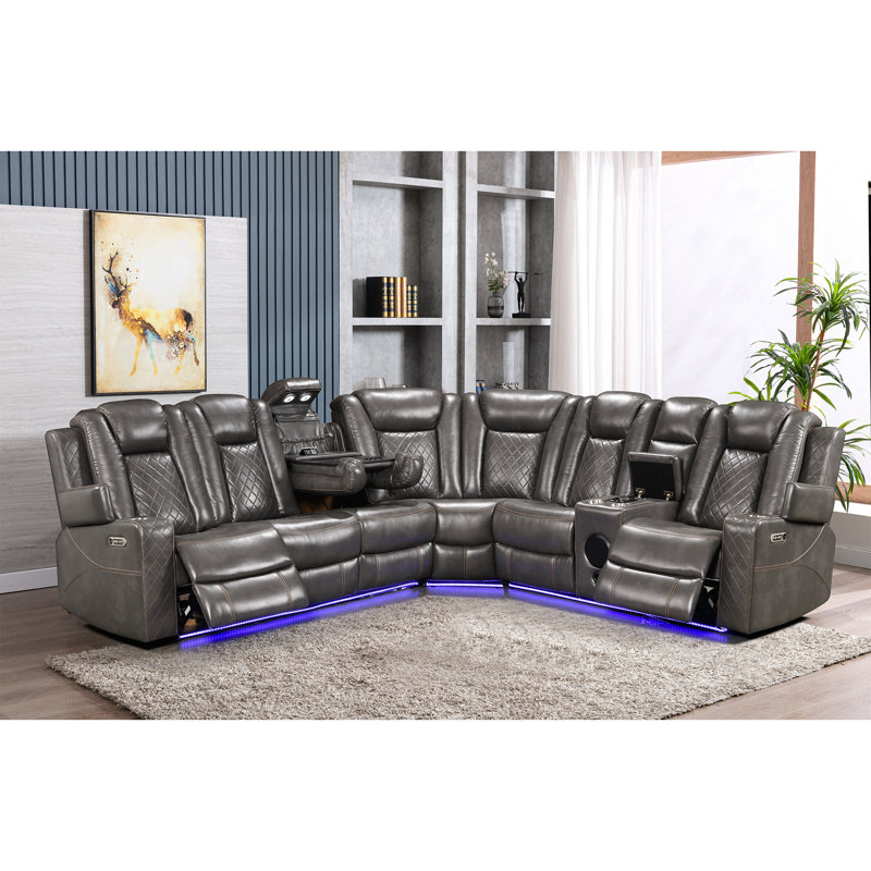 Power Recliner Sectional Gray