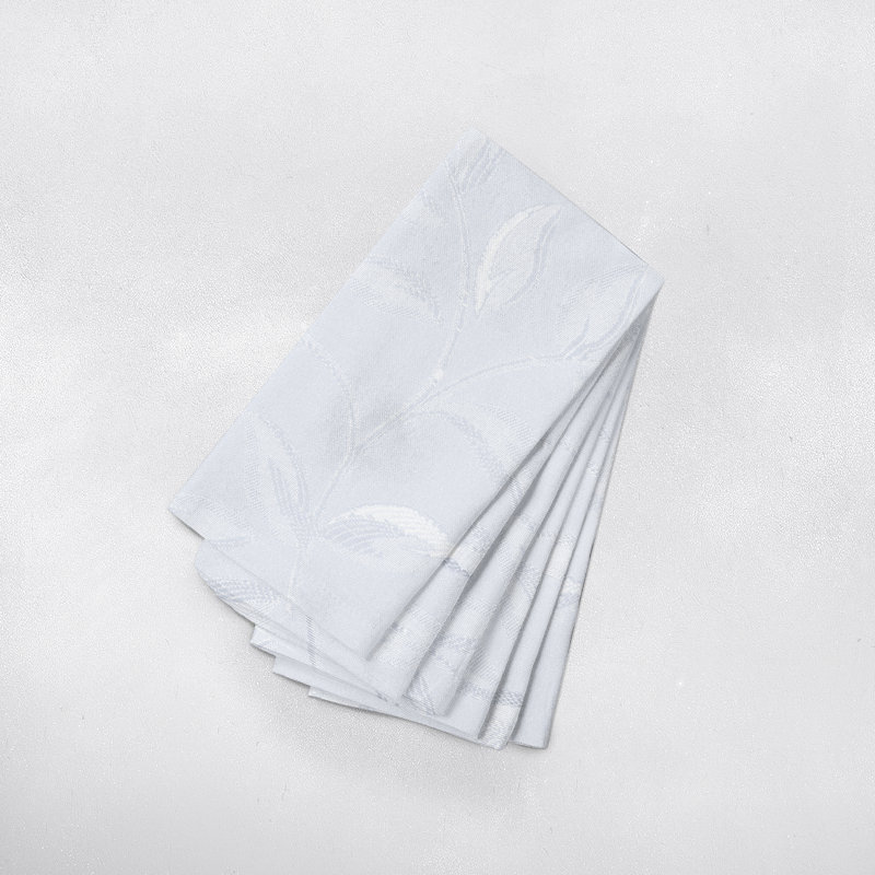 Ensemble de serviettes de table 6 pièces Jacquard Vines - Nickel, Blanc