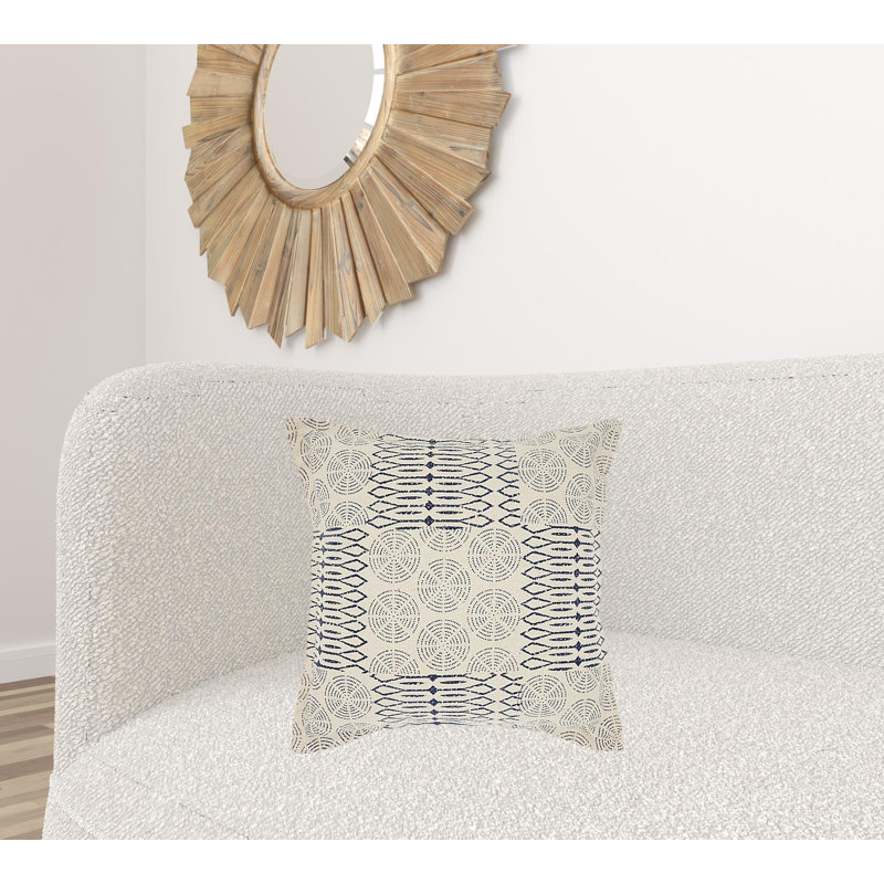 Coussin décoratif indigo et ivoire