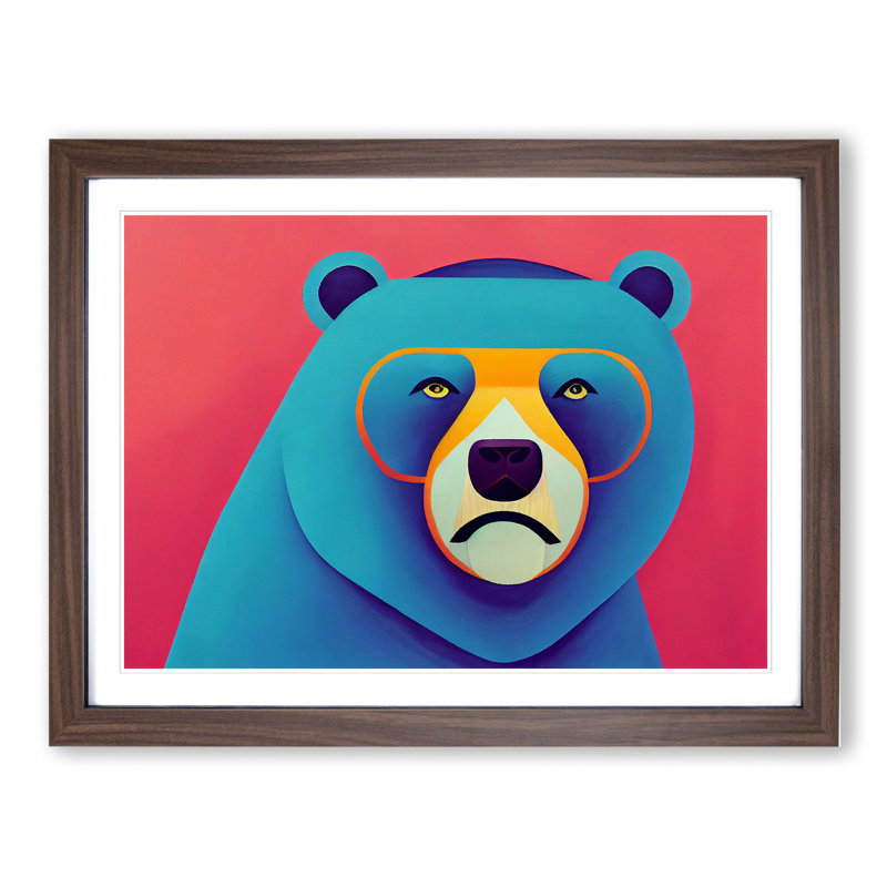 Cool Bear - Framed Print, 34cm H x 46cm W x 2cm D, Walnut