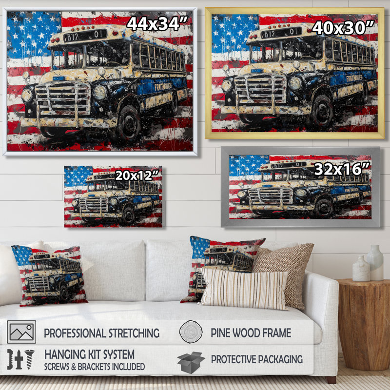 Art mural Kyston - Patriotist des États-Unis, Reproduction d'une seule photo avec cadre, Noir, H 16 po x l 32 po