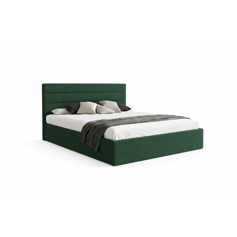 Upholstered Bed, Green, European Kingsize (160 x 200 cm)