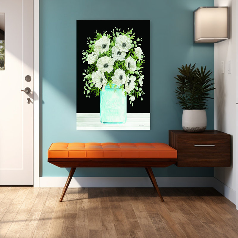 Art contemporain coquelicot printanier, H 48 po x l 32 po