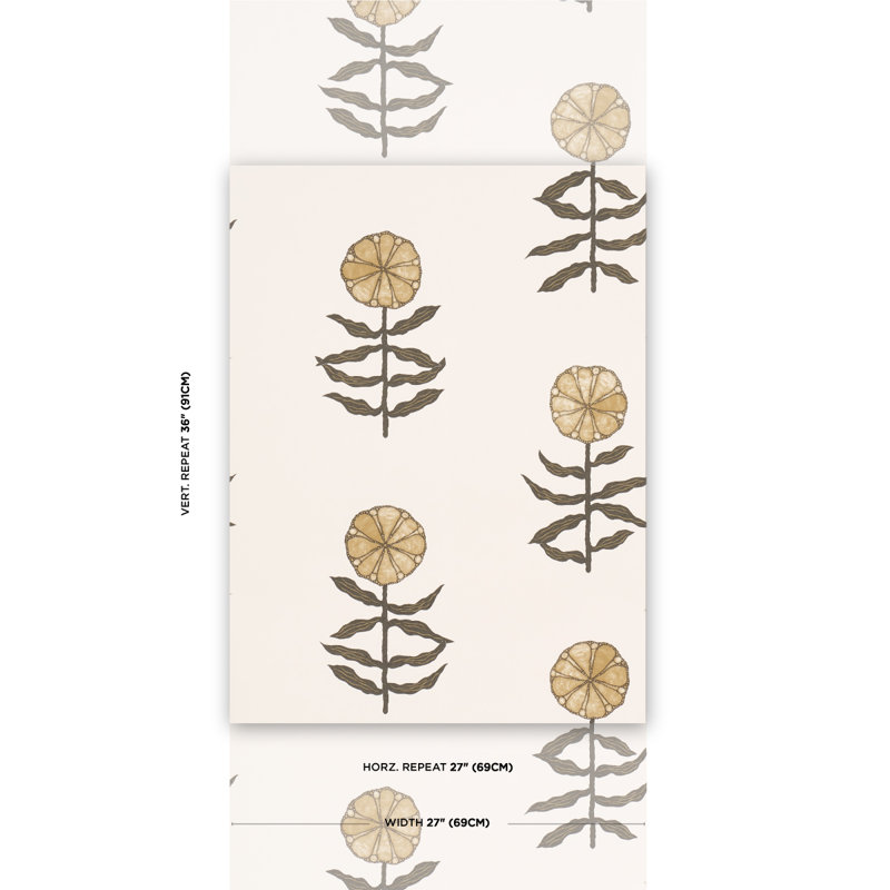 Schumacher x Marian Mcevoy Pretty Petals Wallpaper, Neutral