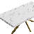70" Large Dining Table, Luxurious White Table With Printed Marble Top And Stainless Steel Pedestal, Modern Rectangular Marble Printed Kitchen Table-1558100757