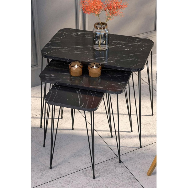 Thalia 24cm Console Table, Black Marble