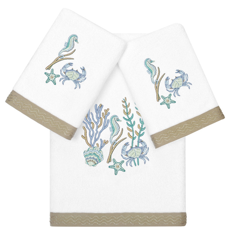 Ensemble de serviettes 100% coton Aaron, Blanc