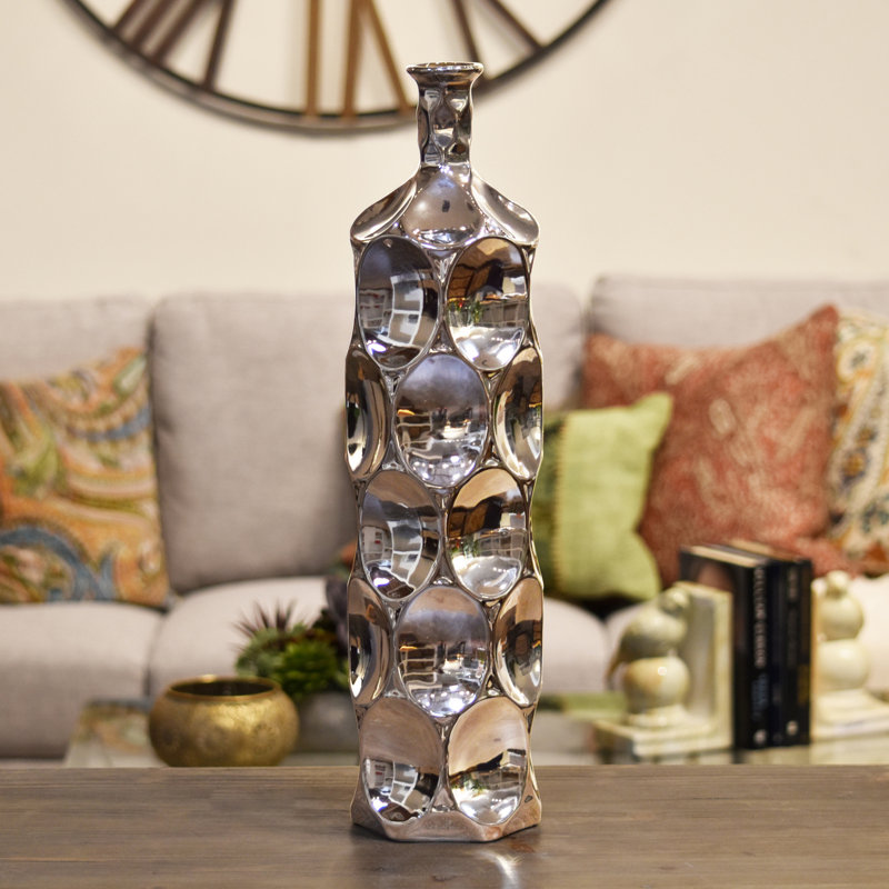 Vase de plancher rond en céramique, Argent