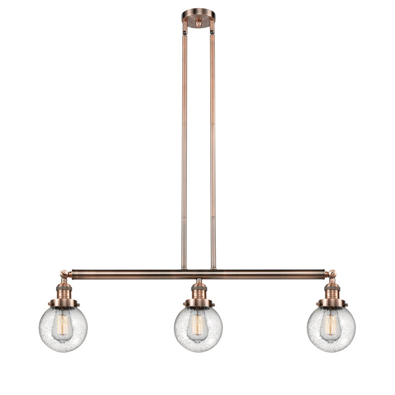 Luminaire suspendu linéaire à 3 lumières pour îlot de cuisine Lorri, H 10,88 po x l 38,5 po x P 6 po, Cuivre antique