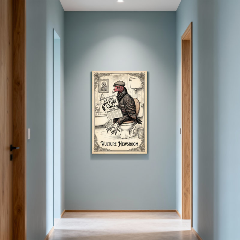 Bath and Laundry Vautour lisant le journal sur la toilette, H 18 po x l 12 po