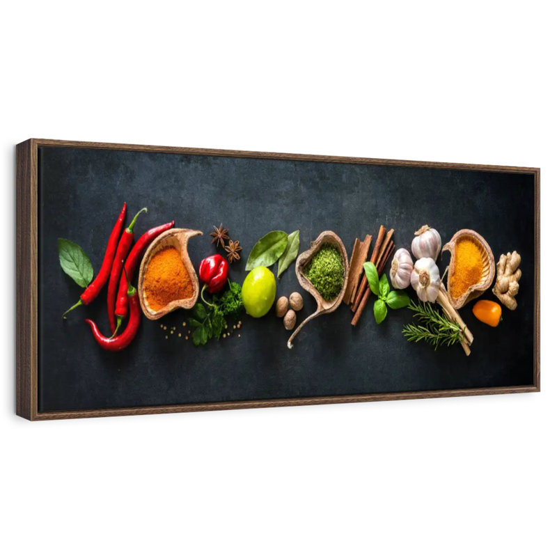 Spices For Cooking, Floating Frame Walnut, 49" X 17"