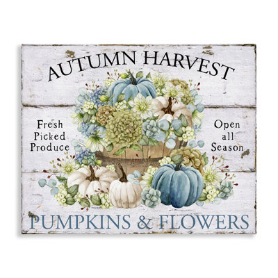 Pumpkins & Flowers Harvest Canvas Wall Art by Creatif Belle