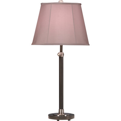 Elegant Lead Bronze Table Lamp With Ebonized Nickel Accents - 3-Way Switch, Fondine Fabric Shade, 150W Max - Contemporary Lighting For Home Decor