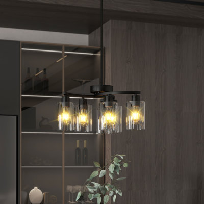 Lustres en nickel brossé 6 lumières pour la salle à manger au-dessus de la table