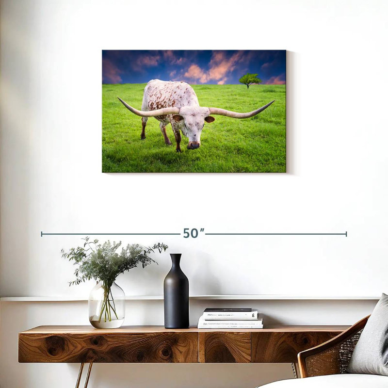 Brampt White Longhorn, 20" H x 30" W
