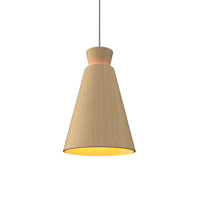 Luminaire suspendu simple à 1 lumière Conical, Érable