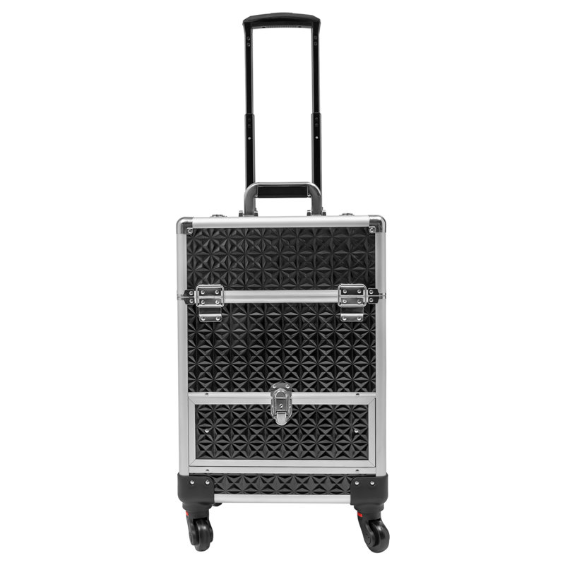 Coffret de maquillage à roulettes 13,4 po Luida, Noir mat