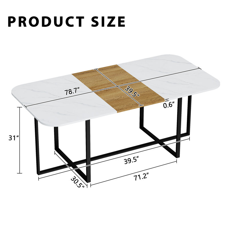 Ensemble de table de salle à manger élégant 9 pièces, simili marbre et cuir, parfait pour les réceptions en famille