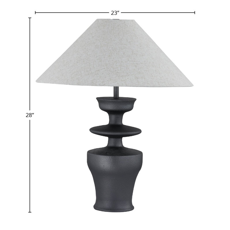 Brie 27" Table Lamp with Linen Shade, Black Satin