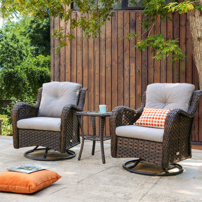 Araneli Premium All-Weather Wicker 2 - Person Patio Conversation Sets with Cushions