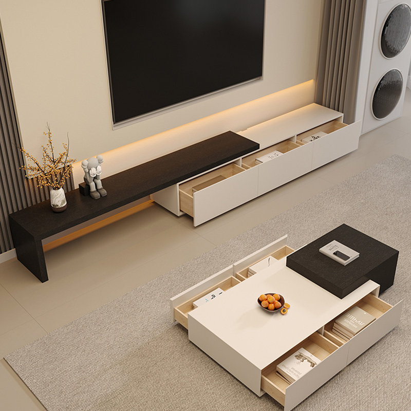 Nouveau meuble télé avec table basse, Noir / blanc