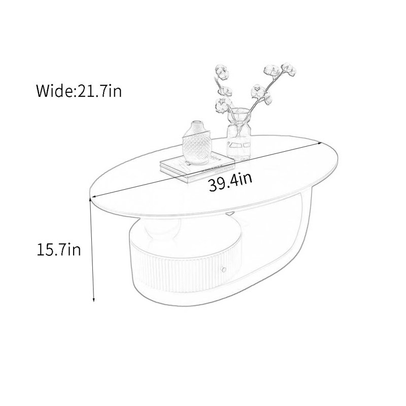 Table de bout Creative, Blanc, H 15,7 po x L 39,4 po x l 21,7 po