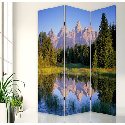 Guercio 48'' W x 72'' H 3 - Panel Solid Wood Folding Room Divider