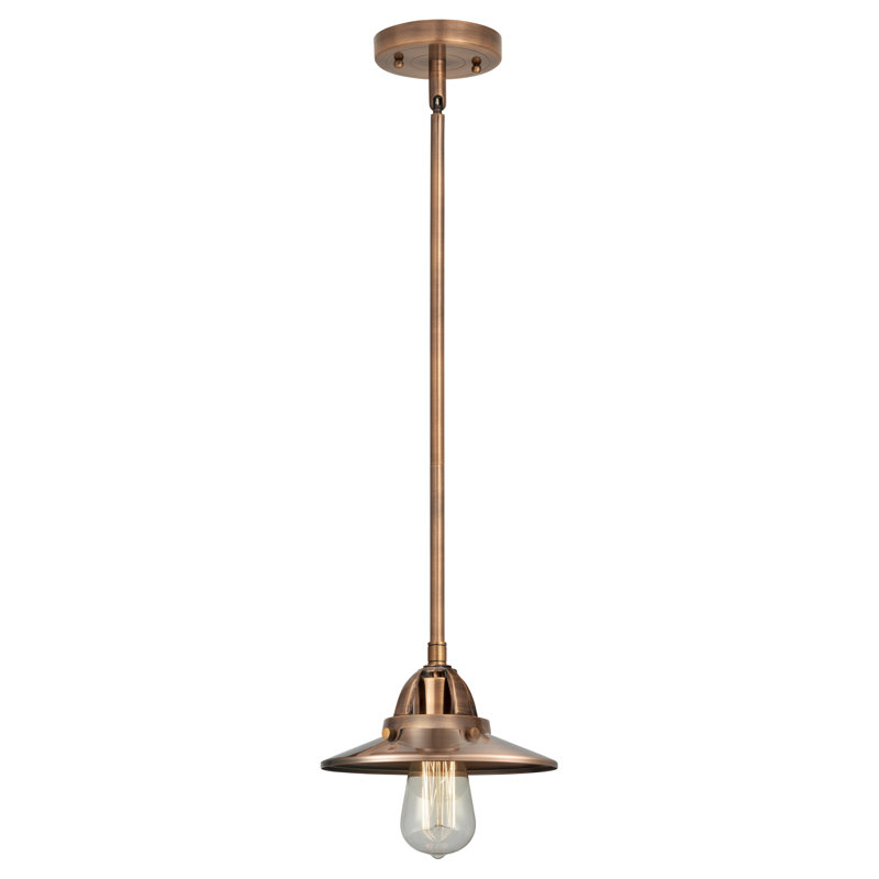 Nouveau 2 - Railroad - Mini-luminaire suspendu sur tige 8 po 1 lumière - Ampoule non incluse - -, Cuivre antique