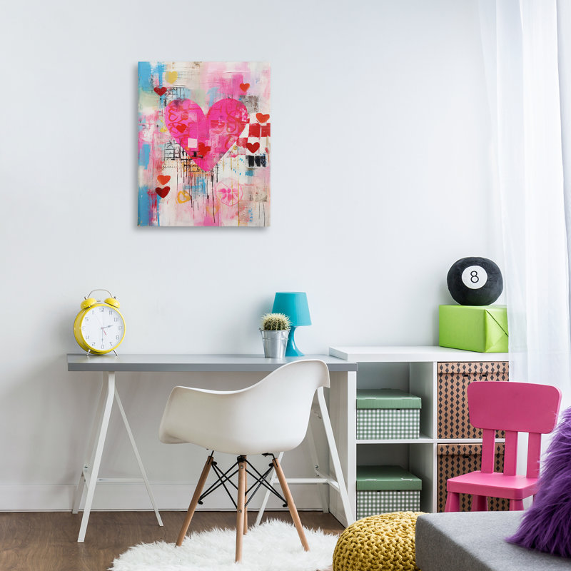 "Whimsical Romance Heart", art mural sur toile par LSR Design Studio, H 30 po x l 24 po