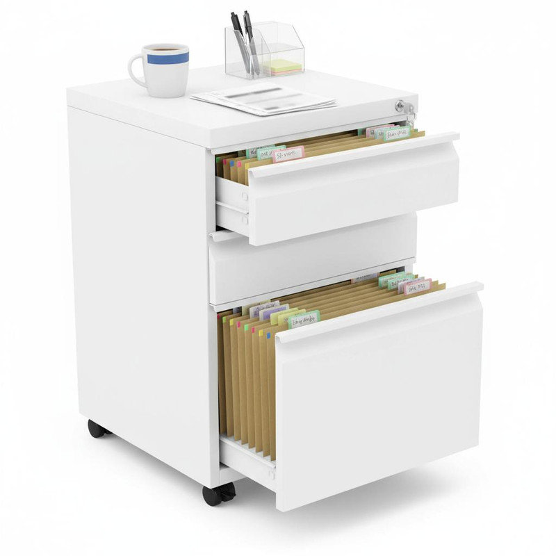 38.9cm Wide 3 -Drawer Steel File Cabinet, White