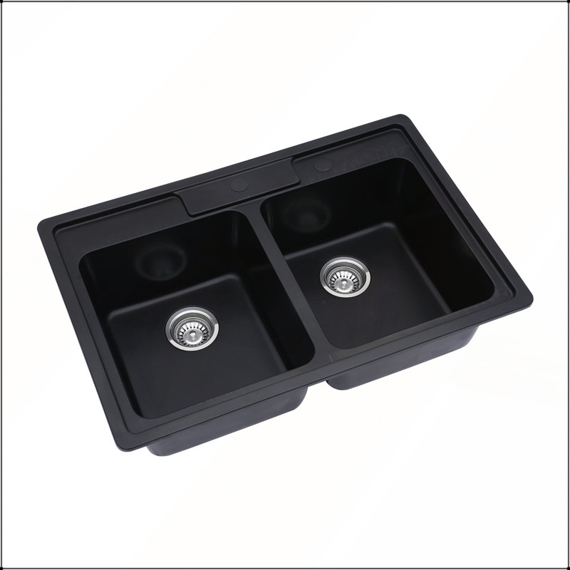 Évier de cuisine durable à double cuve en composite de quartz avec design réducteur de bruit et facile d'entretien pour les cuisines modernes
