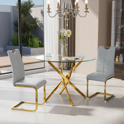 3 - Piece Round Glass Dining Set