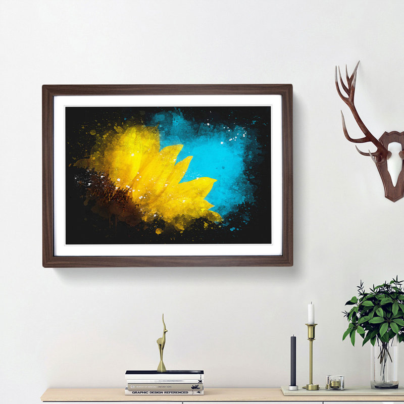 Sunflower at the End of Summer - Picture Frame Graphic Art Print, 62cm H x 87cm W x 2cm D, Walnut Framed