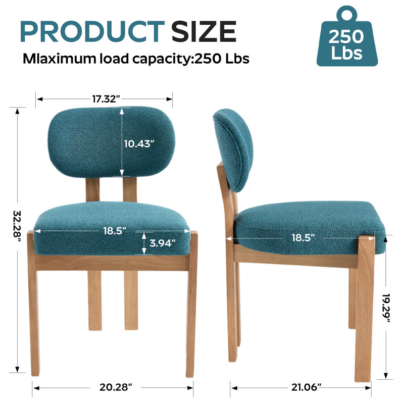 Solid Wood Dining Chairs Set, Modern Farmhouse Fabric Upholstered Dining Room Chair Kitchen Chairs Wood Leg Accent Chairs for Dining Room, Living Room, Bedroom (Only Chairs)