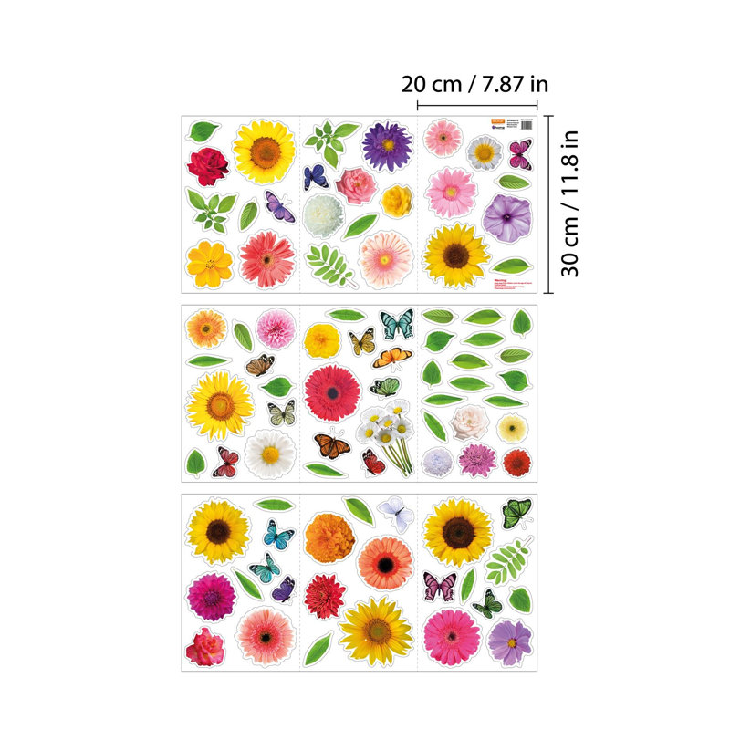 Summer Bouquet with Butterflies Window Decals Clings