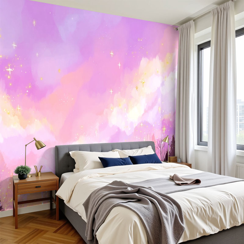 Papier peint adhésif mural Boho Clouds, L 144 po x l 100 po