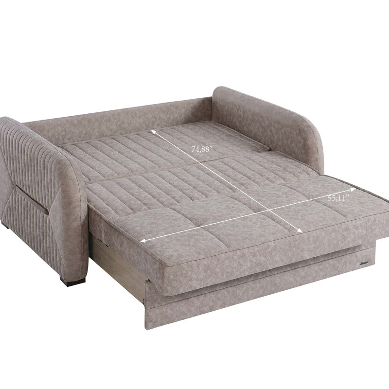 Convertible avec rangement, collection beige, microsuède, option de sièges confortables pour les petits espaces, rangement de poids du produit de 179,79 lb pour le canapé-lit, revêtement en microsuède, structure solide, convient aux pièces